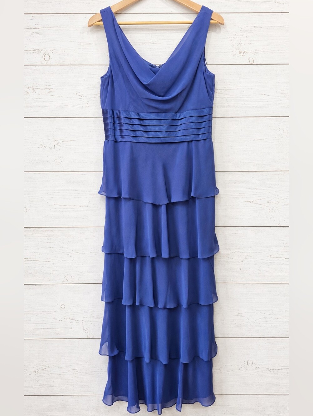 Patra Sleeveless Blue Tiered Chiffon Dress Size 10